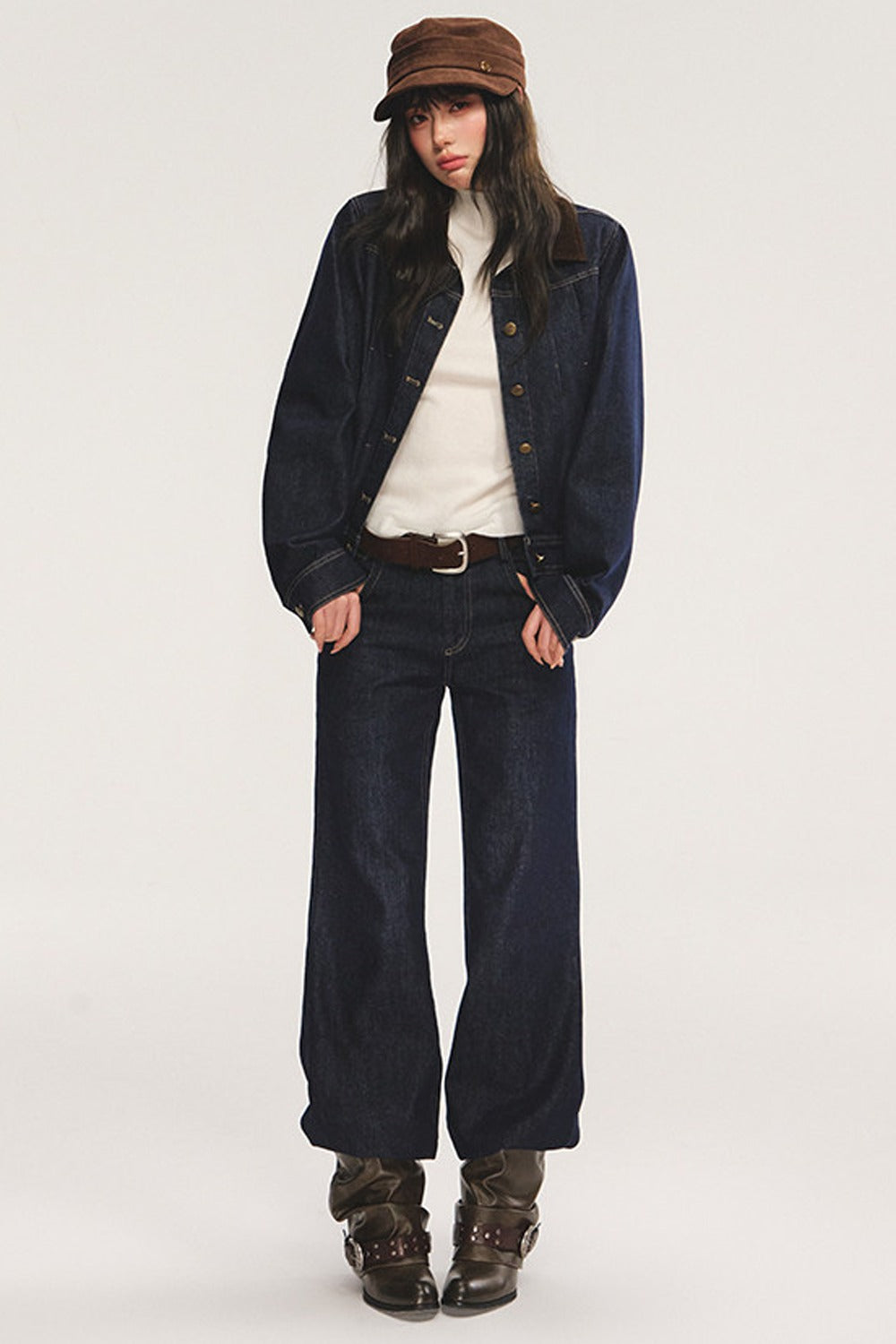 Low-Waisted Slim-Fit Flared Jeans