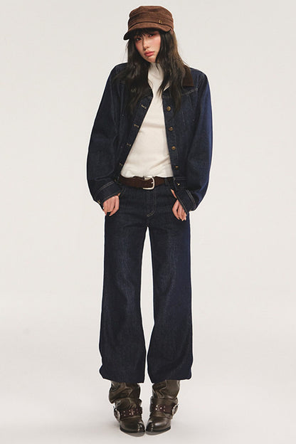 Low-Waisted Slim-Fit Flared Jeans