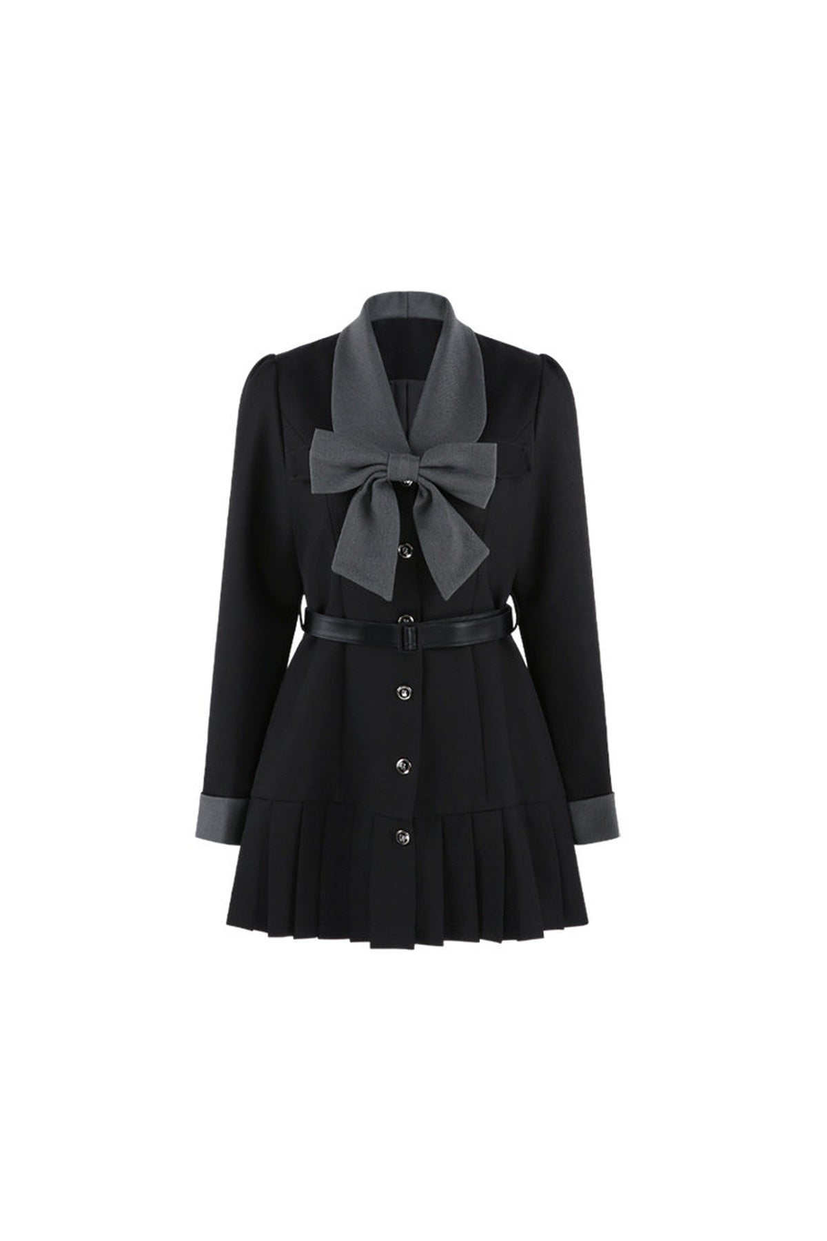 Black Bow Pleated Dress