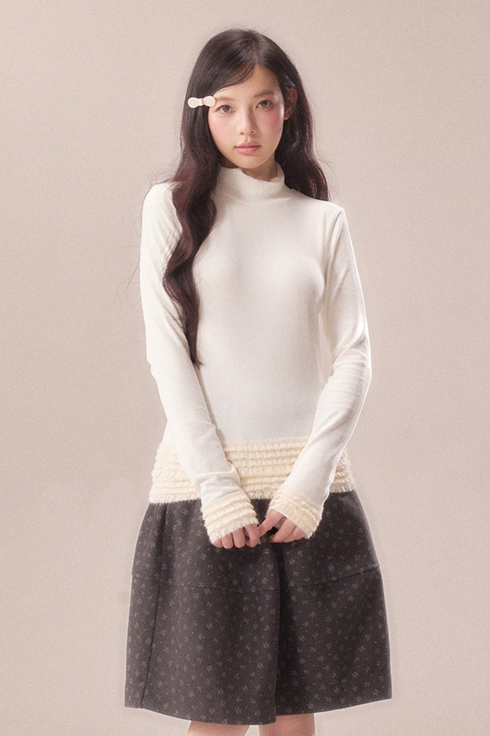 Lace Trim Thermal Knit Top