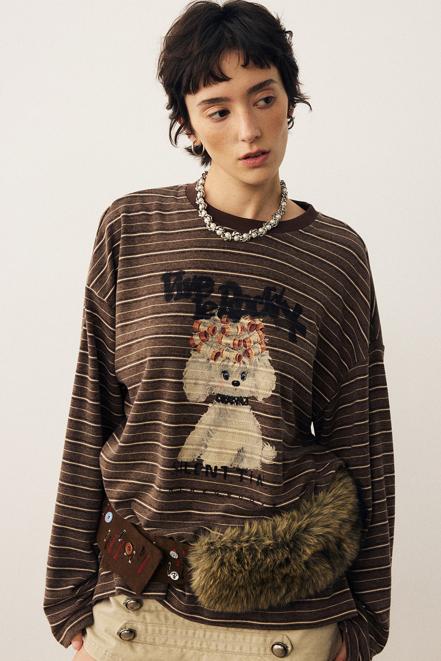 Striped Puppy Color-Blocked Sweater