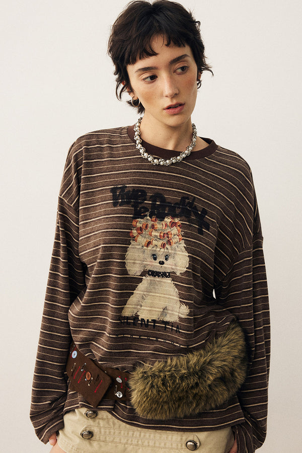 Striped Puppy Color-Blocked Sweater