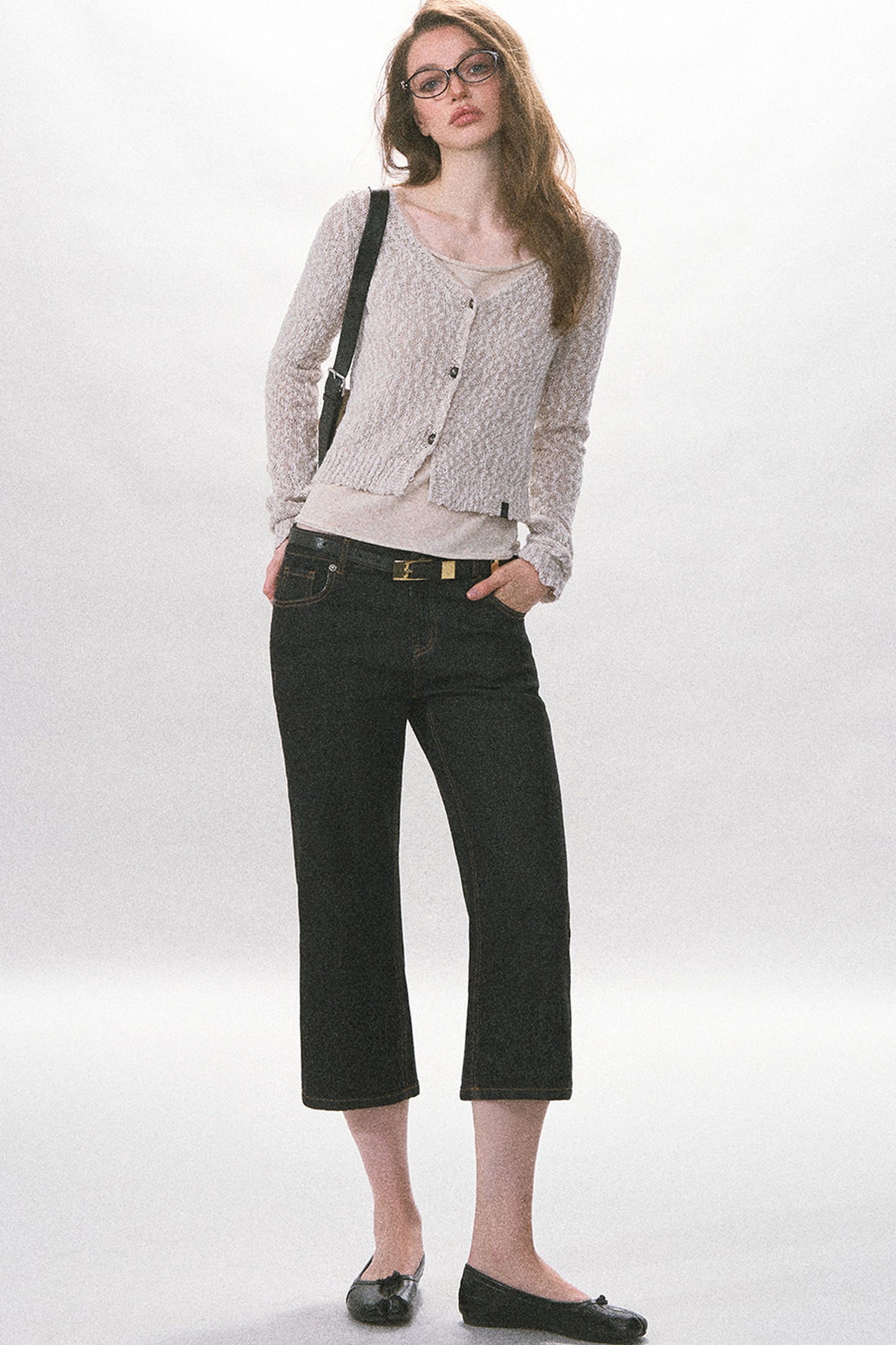 High-Waist Straight-Leg Washed Jeans