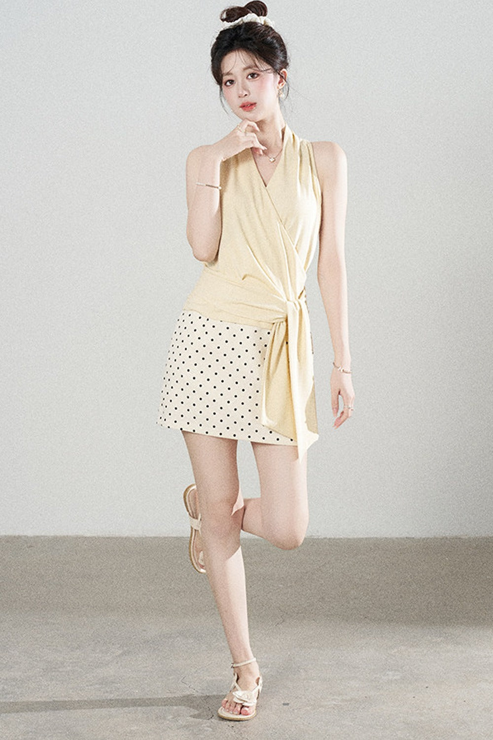 Multi-Color Halter Top and Leopard Print Skirt Set-Up