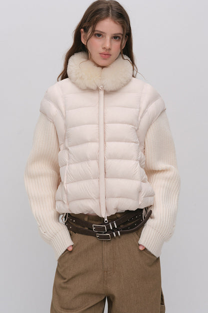 Convertible Detachable Knit Sleeve Down Vest