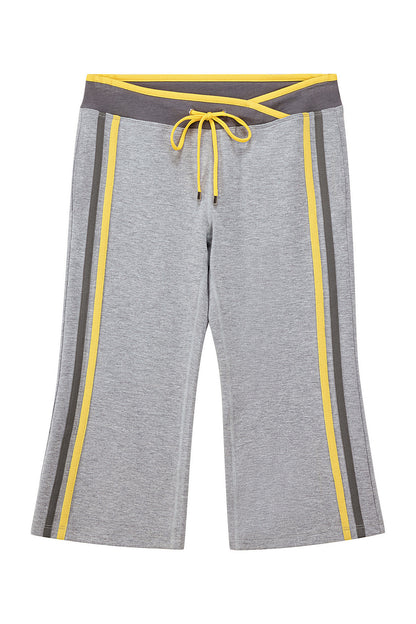 Low-Waist Color-Block Drawstring Knit Capri Pants