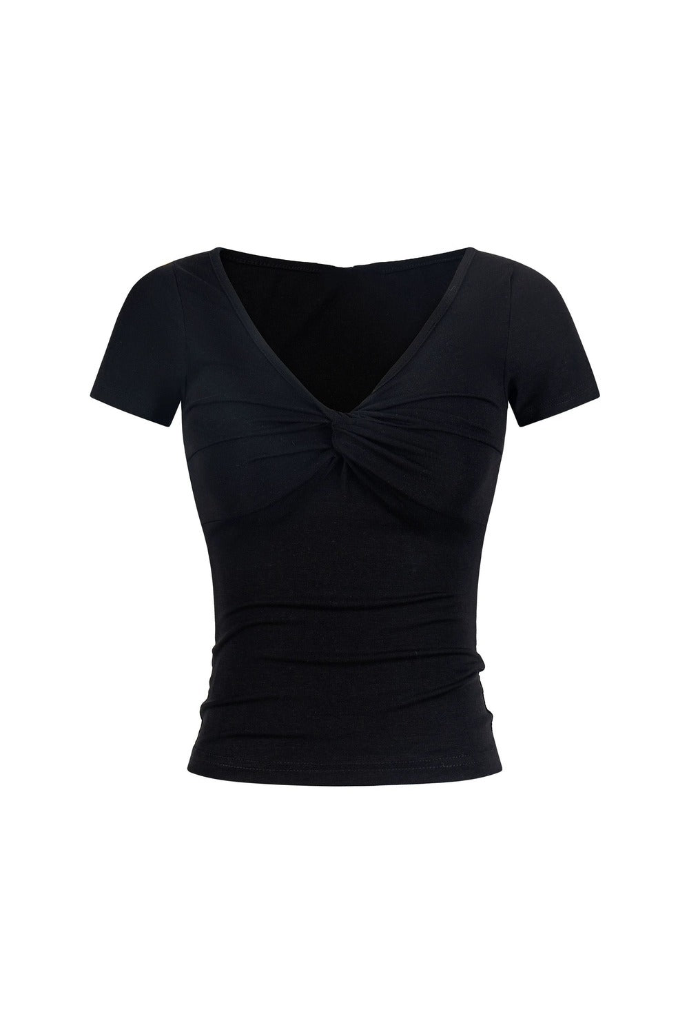 Top Y2K nero con scollo a V