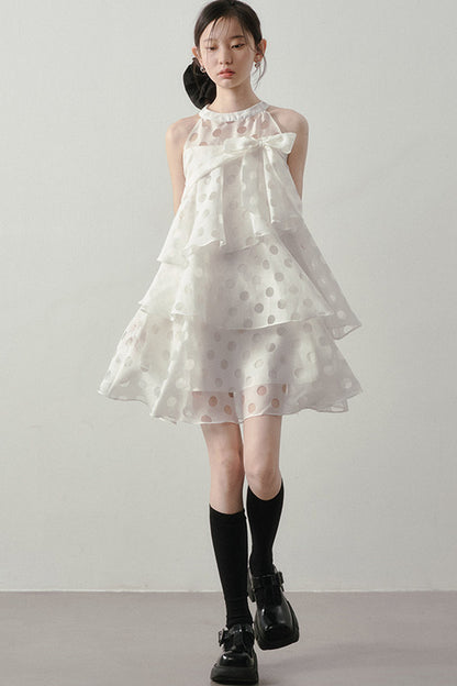 Polka Dot Ruffle Halter Dress