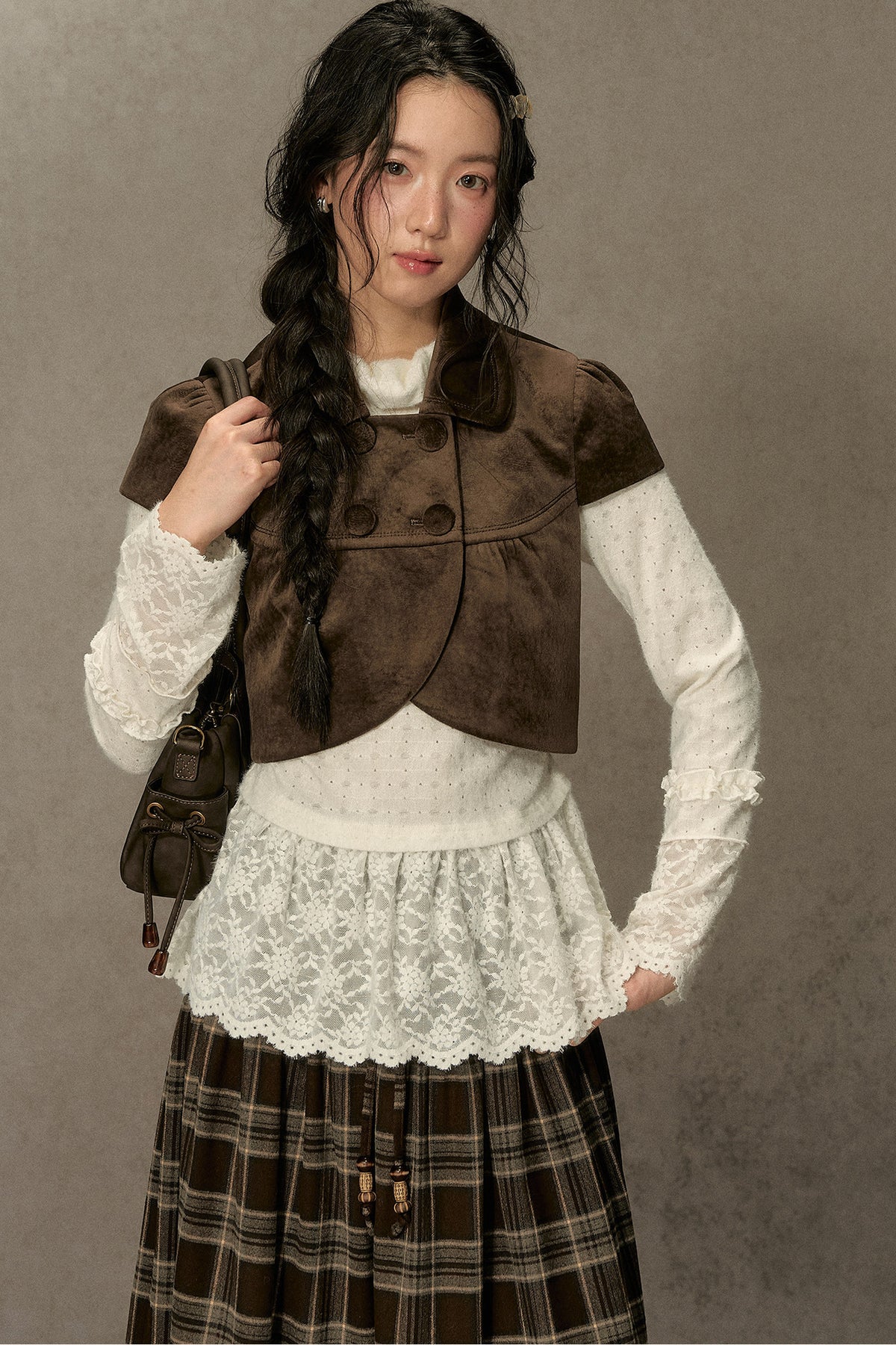 Gilet vintage croisé à revers
