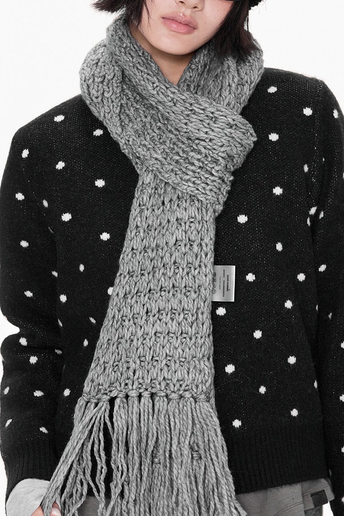 Polka Dot Short Knit Cardigan
