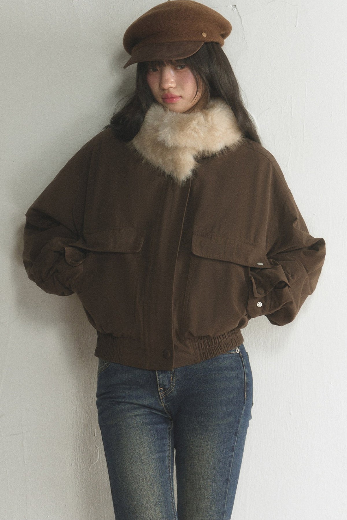 Loose Short Fur Collar Jacket