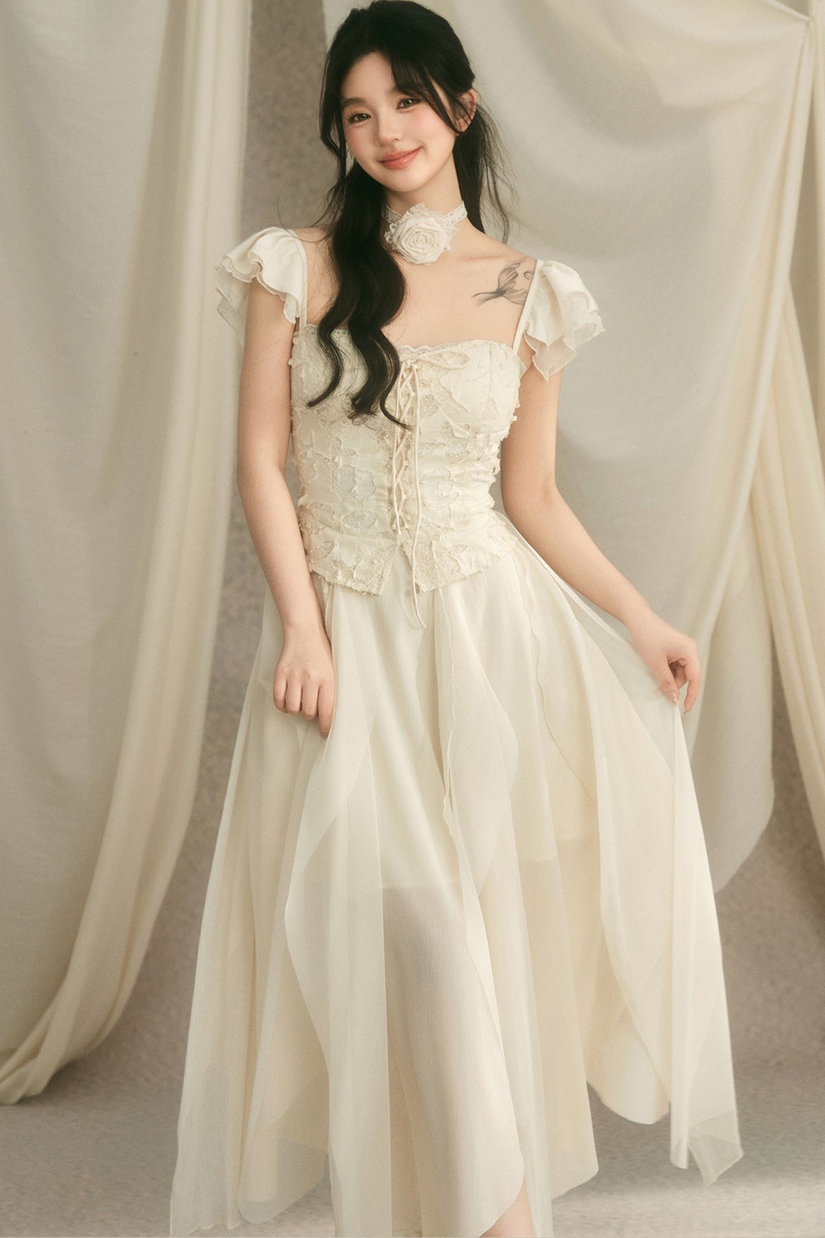 Irregular Hem Flutter Dress