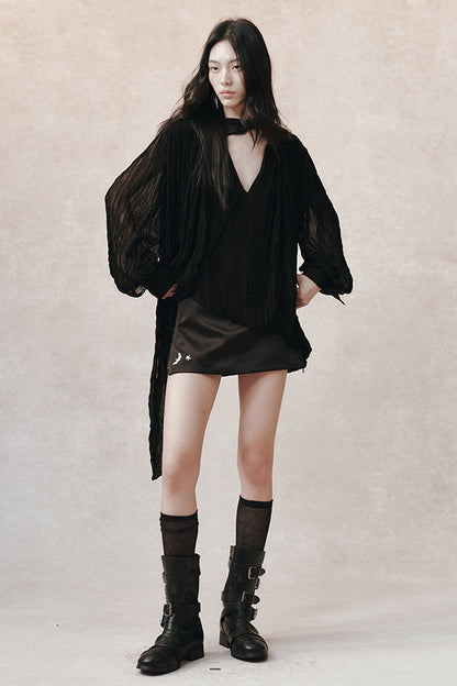 Irregular Pleated Layered Blouse