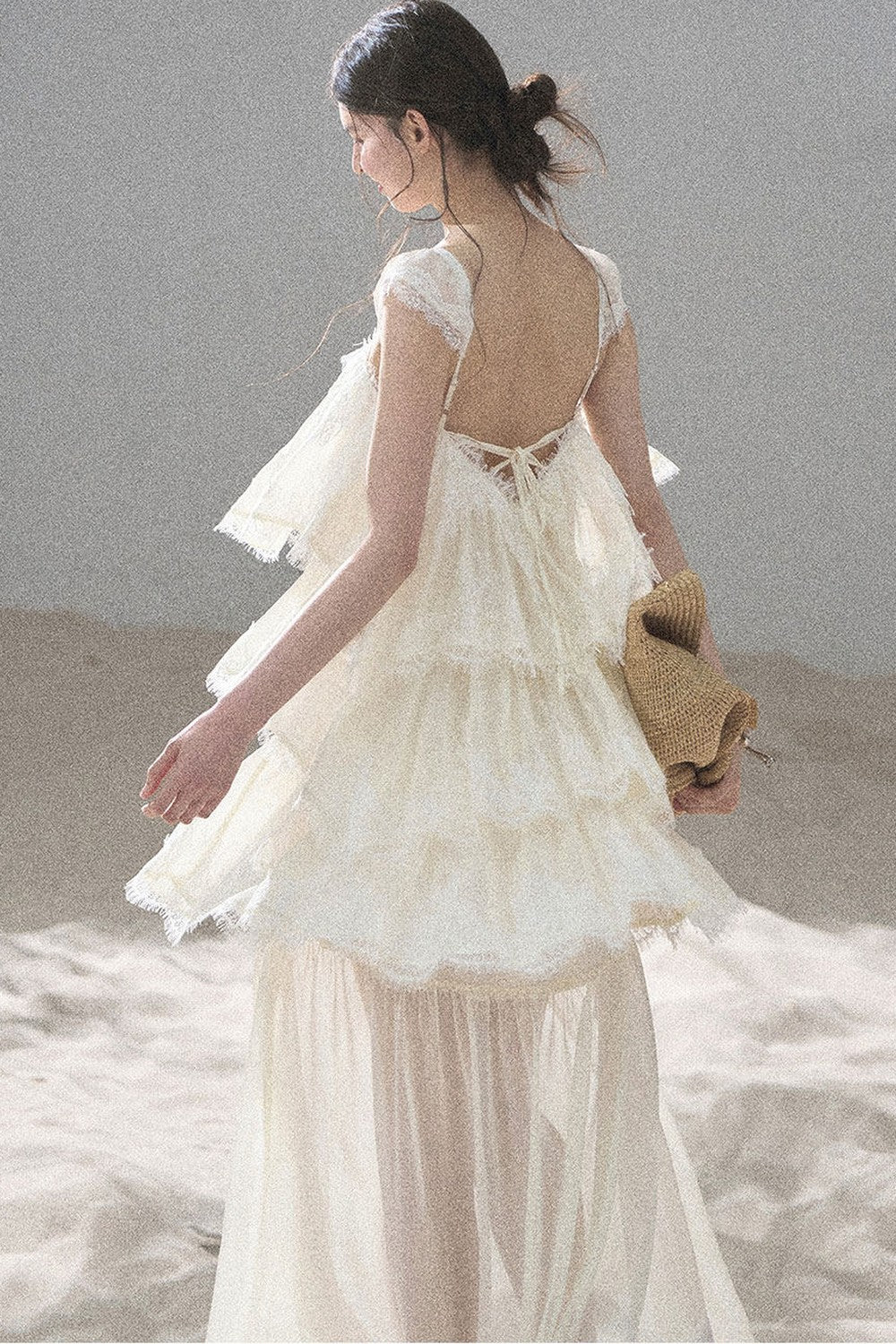 Asymmetric French Lace Mesh Top Set