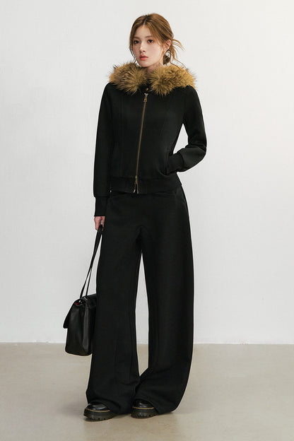Ensemble veste à capuche zippée et pantalon de survêtement à jambes larges