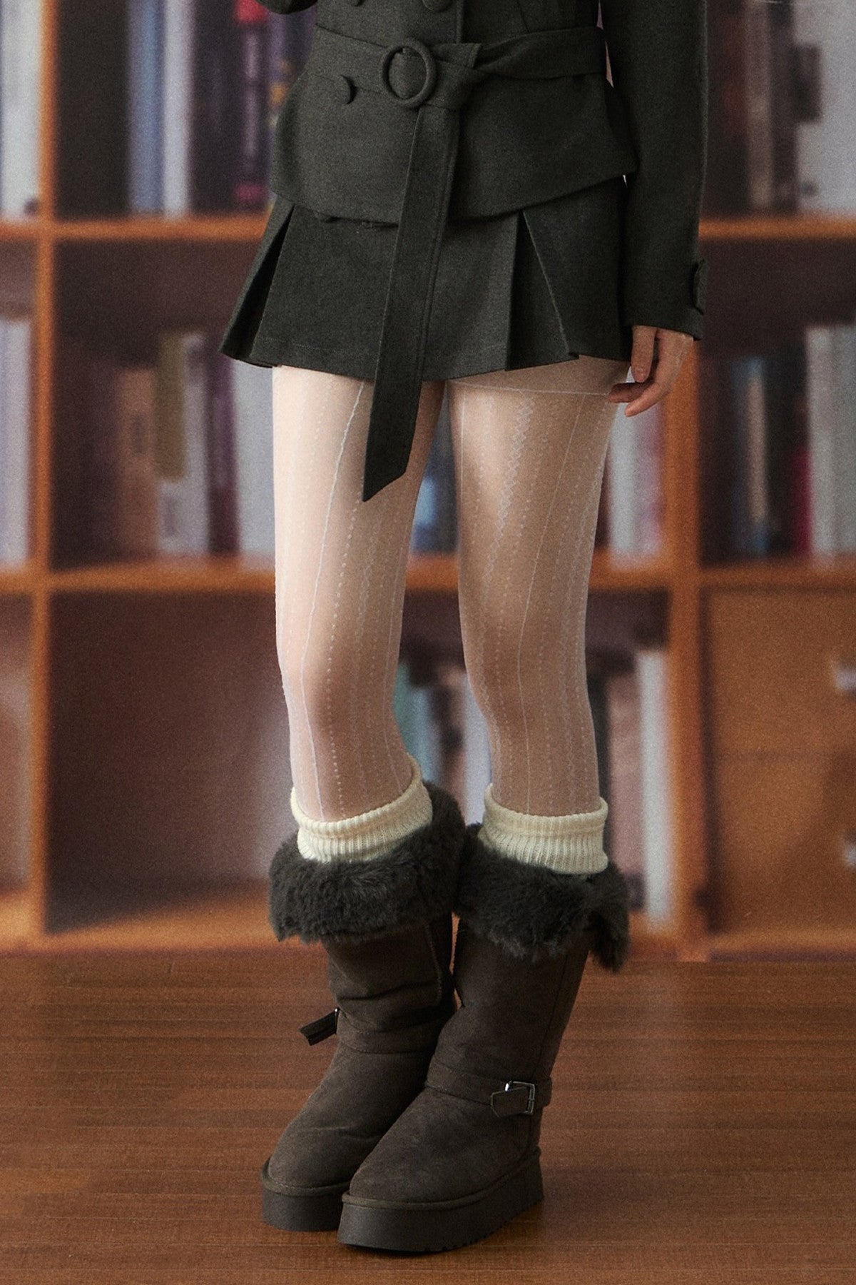 High-Waisted Double-Breasted A-Line Skirt