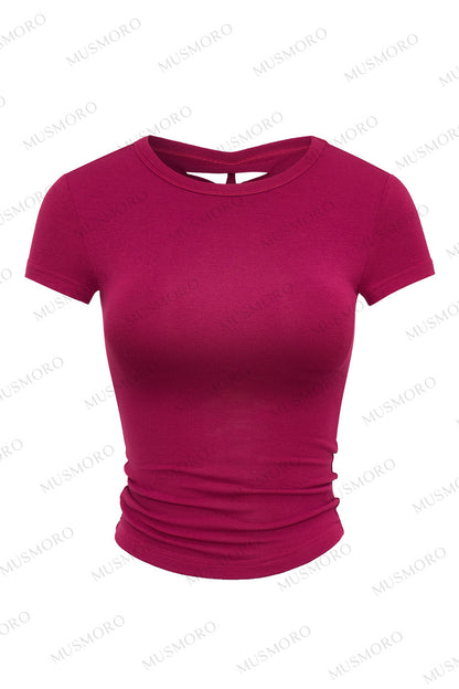 Kurzärmelige Bluse mit gedrehtem Rücken