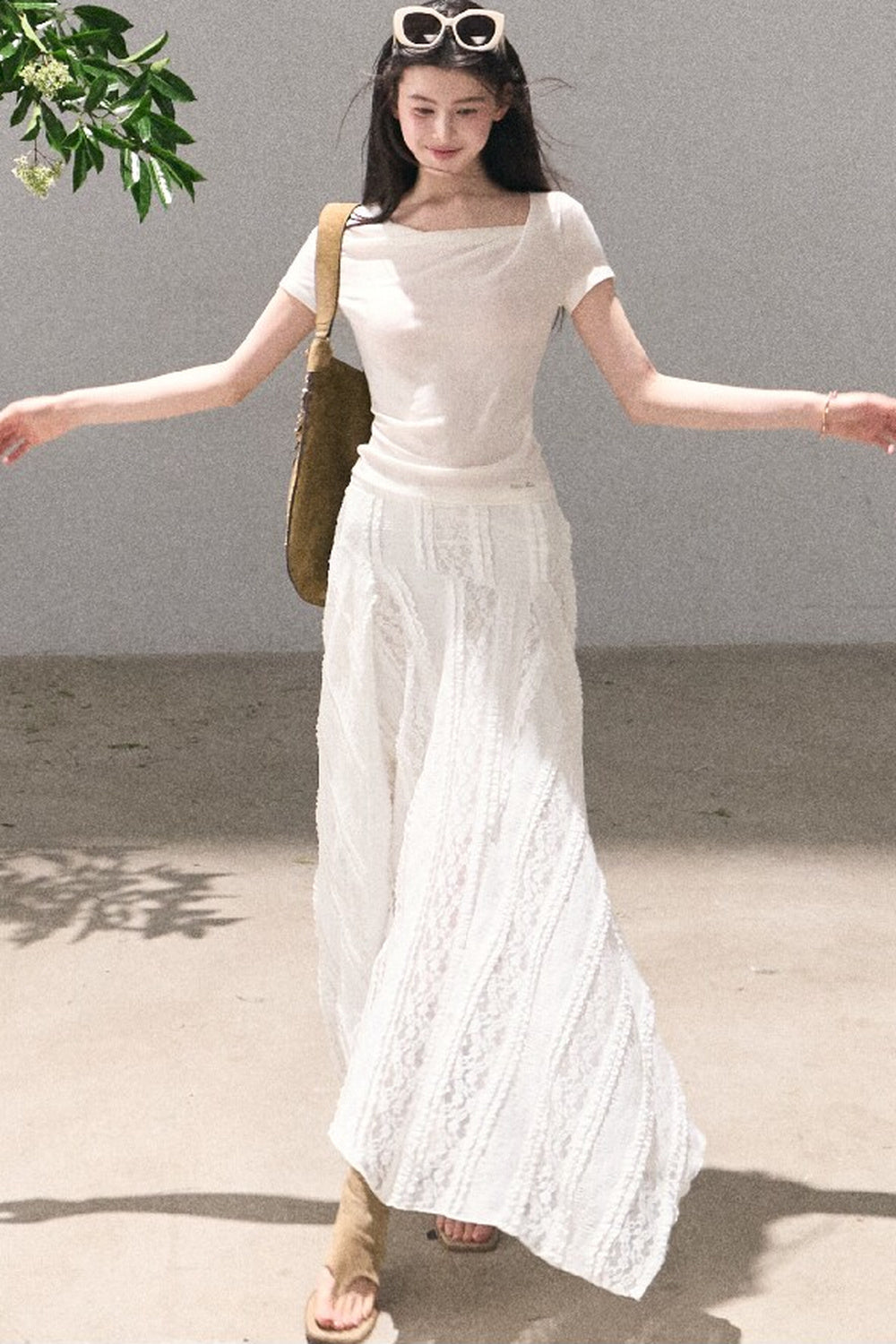 Lyocell Wool Twist-Neck Top