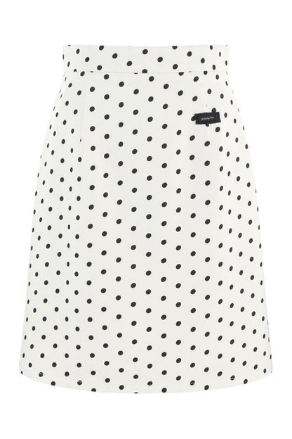 Square Neck Knit Top and Polka Dot Skirt Set-Up