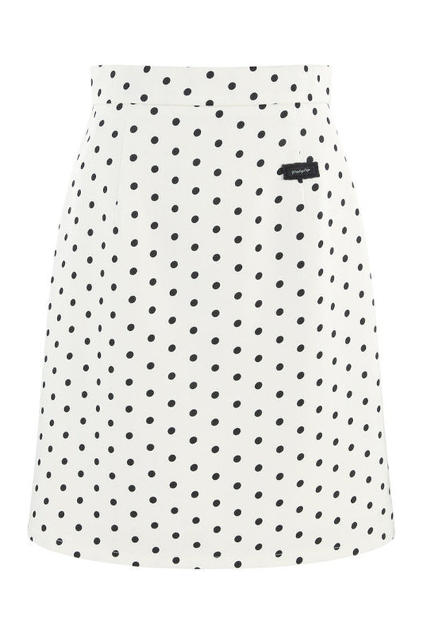 Square Neck Knit Top and Polka Dot Skirt Set-Up