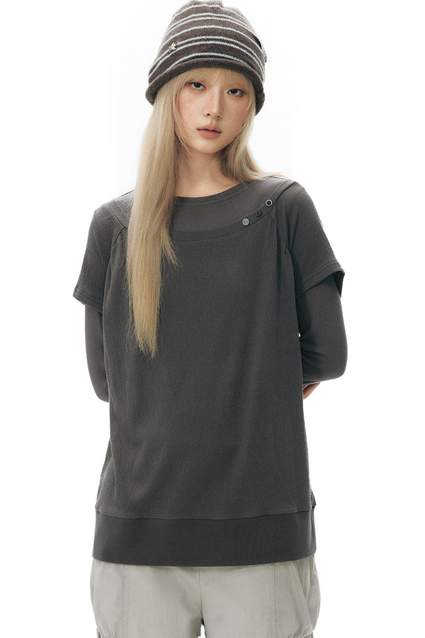 Color-Blocked Raglan Knit Blouse