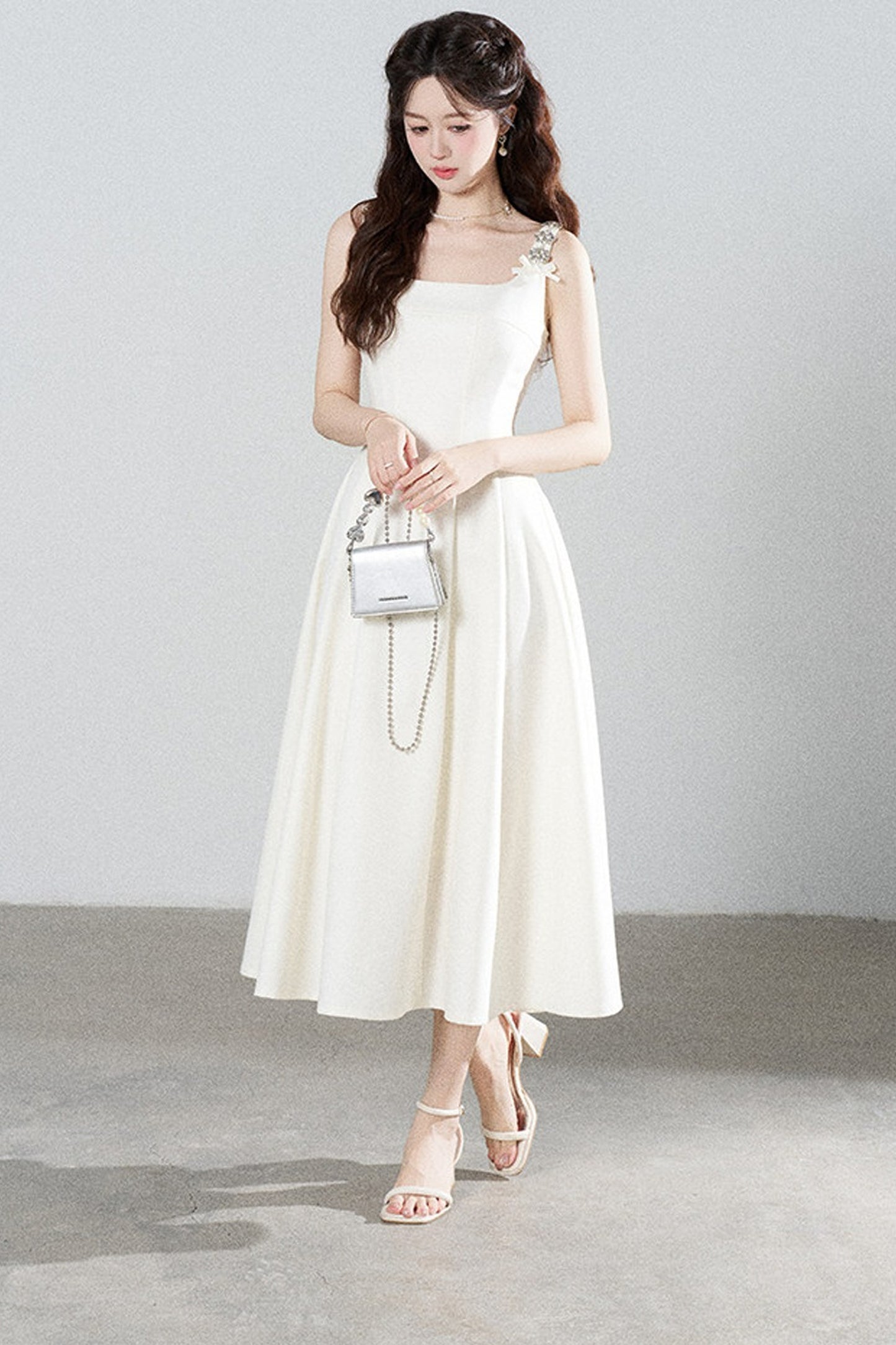 Elegant White Drapey Dress