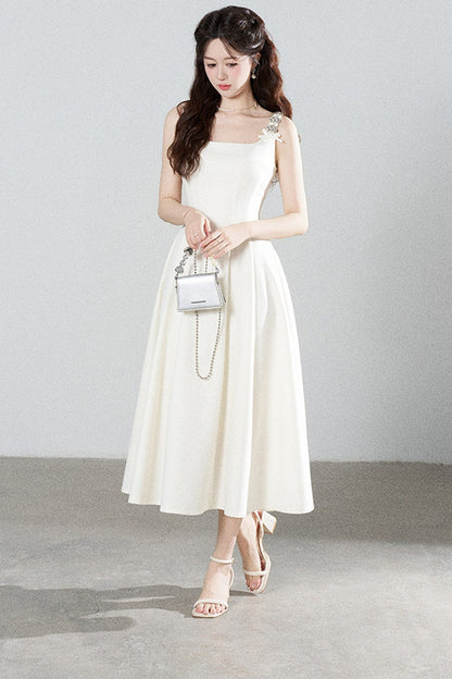 Elegant White Drapey Dress