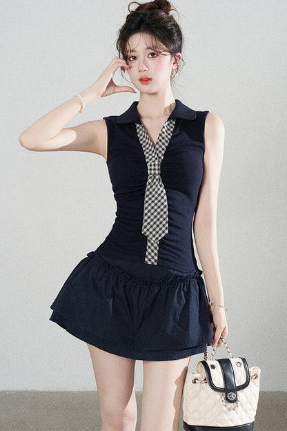 Preppy Style Top and Skirt Set-Up