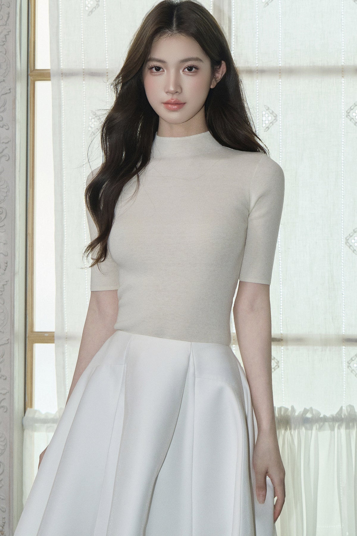Wool Blend Half-Sleeve Base Layer Top