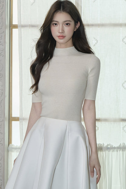 Wool Blend Half-Sleeve Base Layer Top