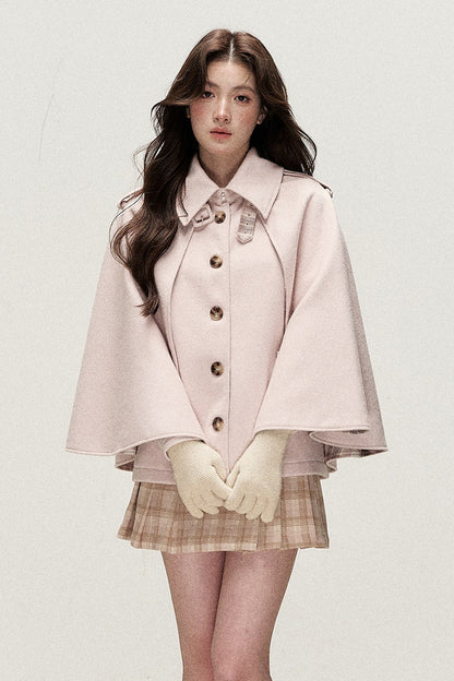 Retro Plaid Woolen Cape