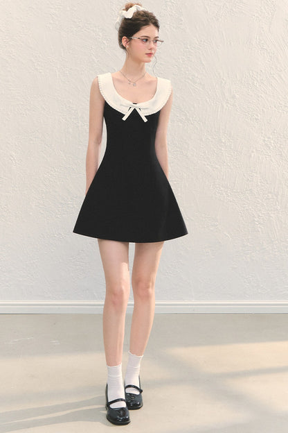 U-Neck Bow Collar Sleeveless Dress
