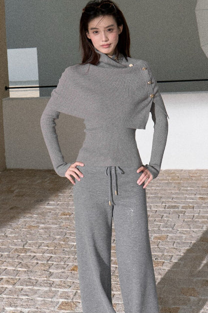 Silver Sprinkle Drawstring Waist Flared Pants