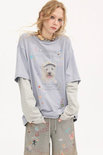 Cartoon Rhinestone Cotton T-Shirt