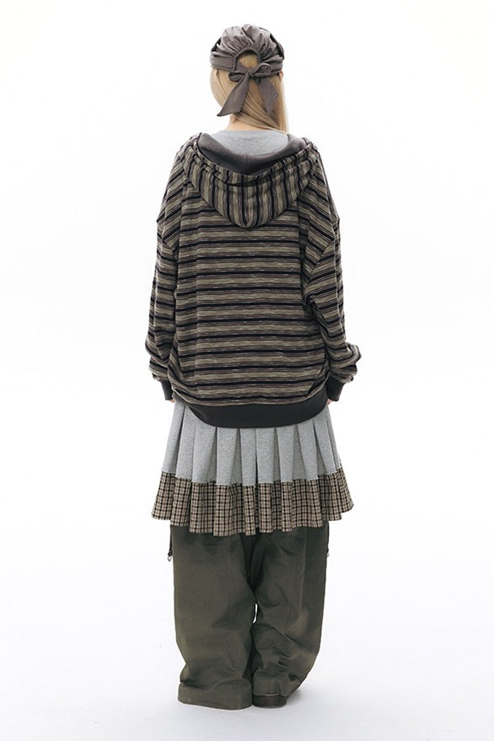 Reversible Striped Hooded Knit Cardigan