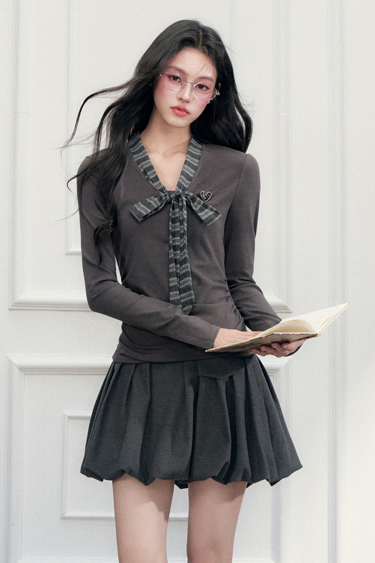 High Waist Pleated Pocket Skirt
