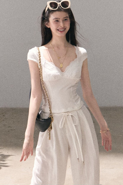 Lyocell Linen Wide-Leg Pants