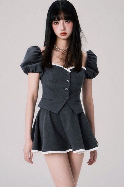 Strapless Corset Top and Puff Skirt Set-Up