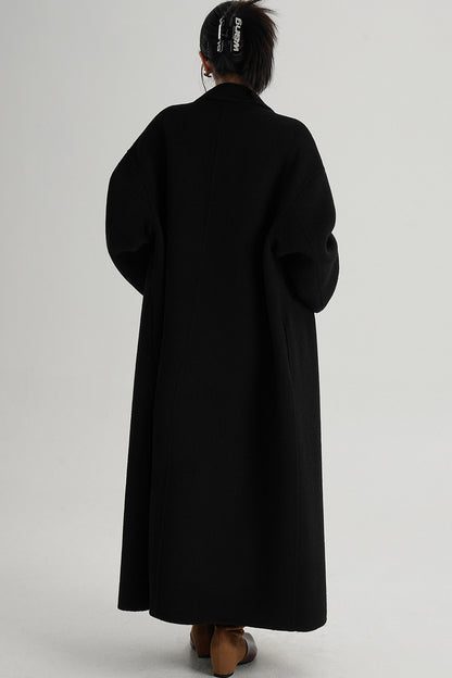 Cappotto ampio lungo in lana double face