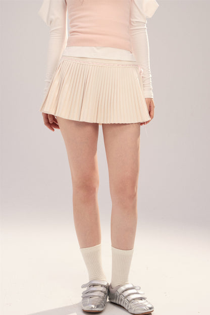 Drawstring Pleated A-Line Skirt