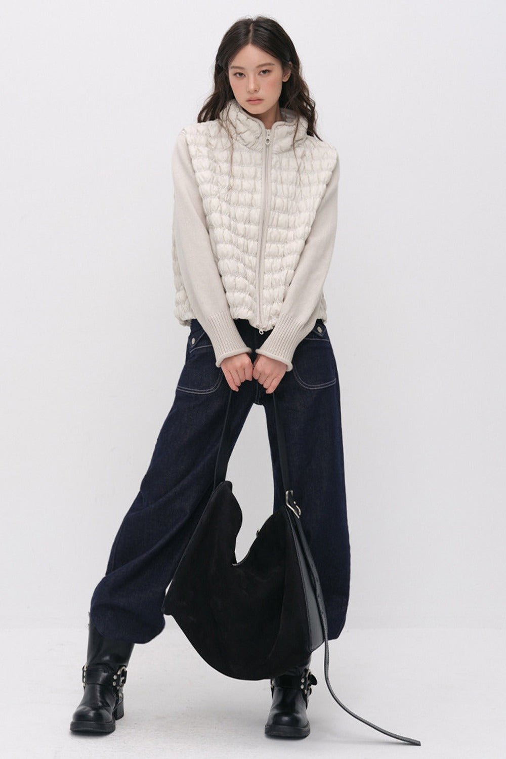 Knit Spliced Quilted Down Jacket