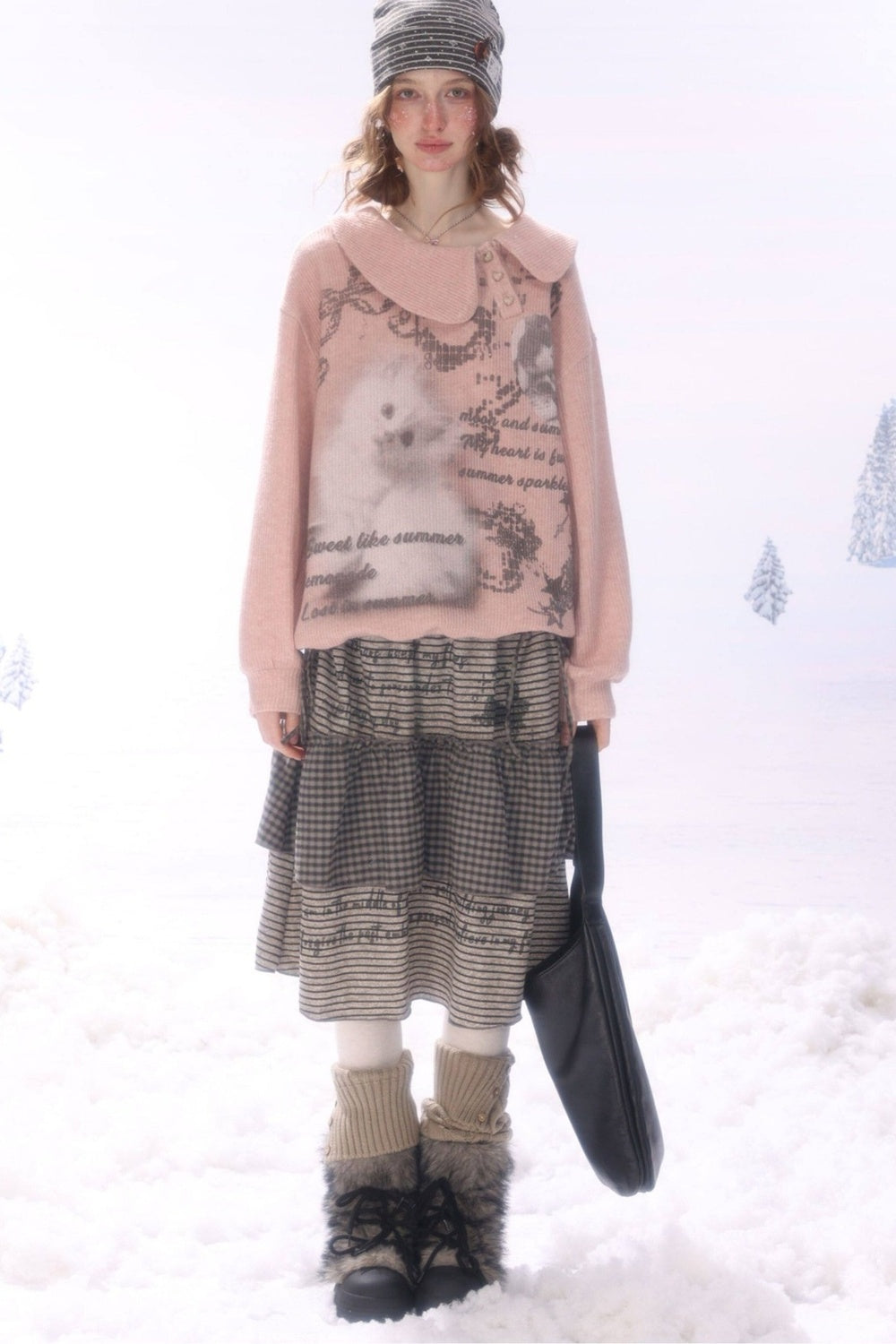 Plaid Letter Print Skirt