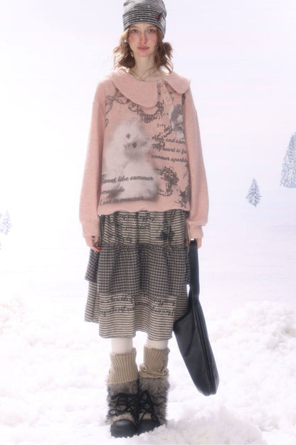 Plaid Letter Print Skirt