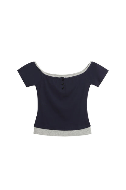 Color-Blocked Off-Shoulder Top