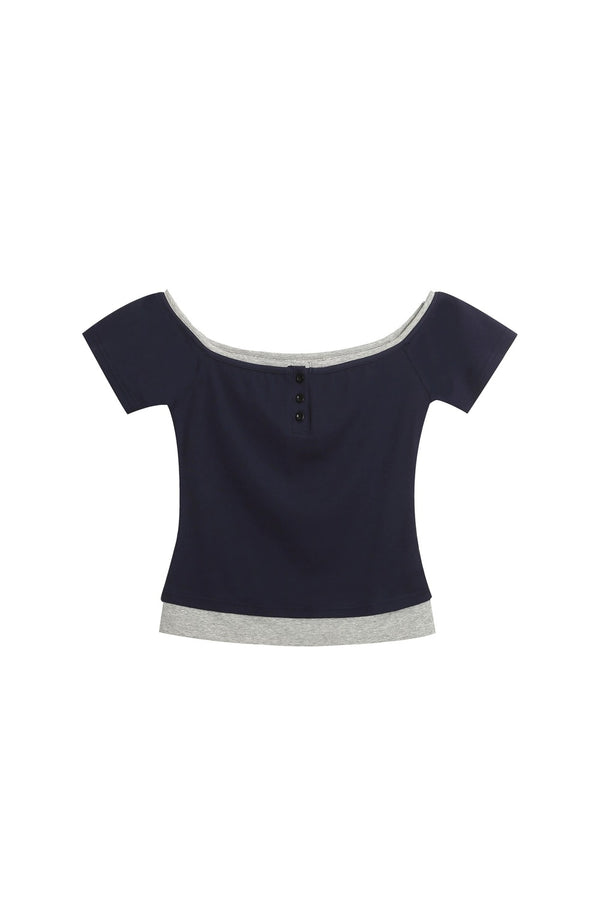 Color-Blocked Off-Shoulder Top