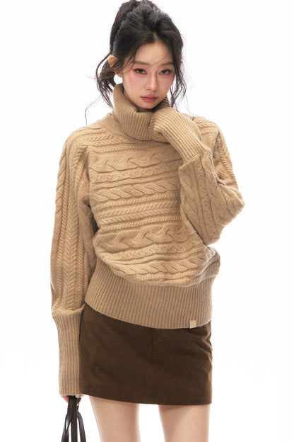 Turtleneck Knit Sweater and Long Skirt Set-Up