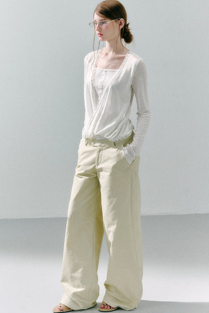 Lyocell-Oberteil mit drapierter Spitze