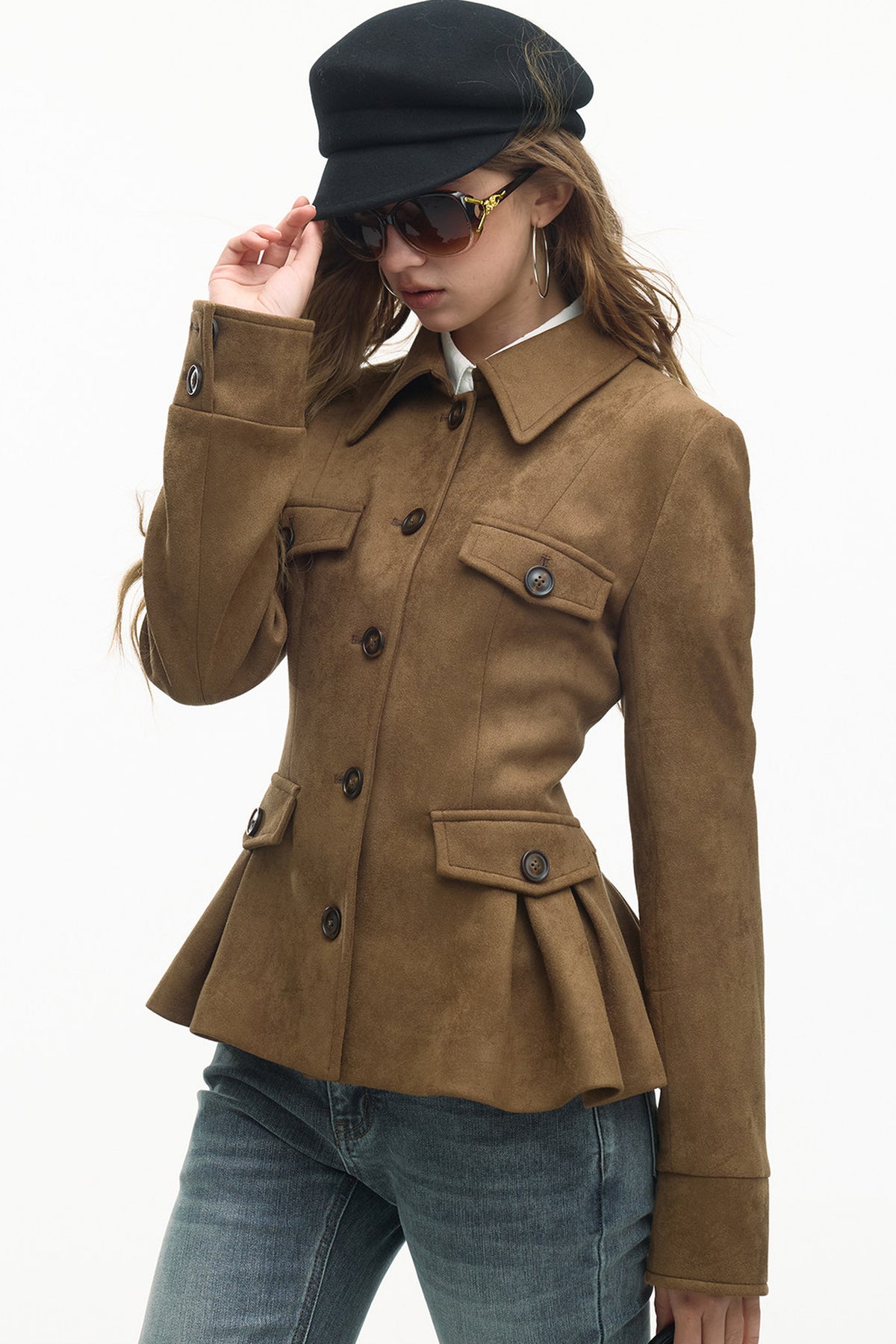 Loose Suede Long Sleeve Jacket