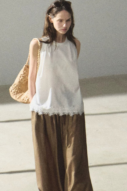 Lyocell-Camisole mit Spitze im Morgenstil