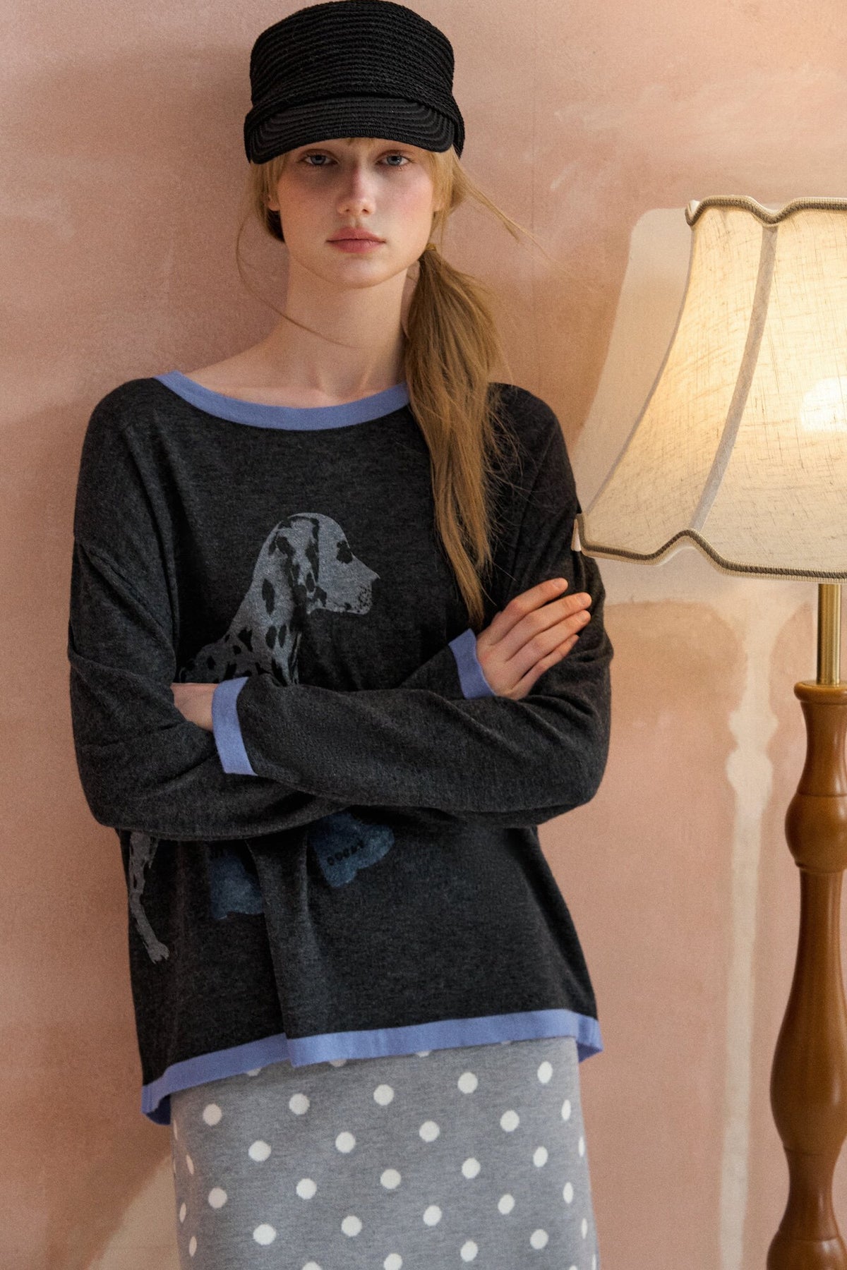 Dalmatian Print Knit Sweater